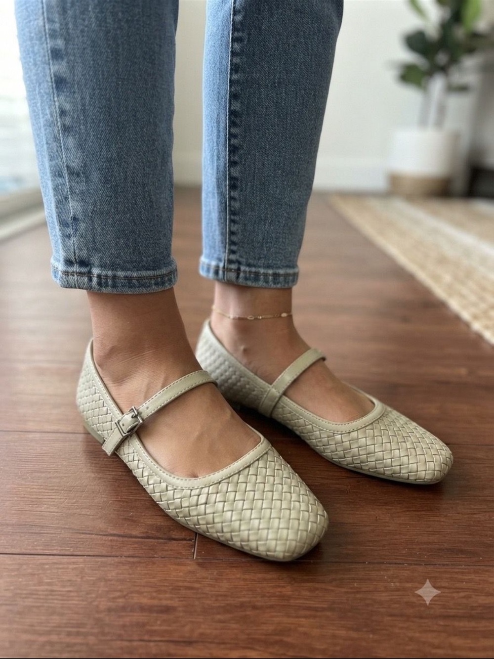 Vince Camuto Woven Mary Jane Flats in Sage